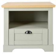 (45/Mez) RRP £99. Divine Lamp Table Grey and Oak. Two Tone Design. Drawer And Shelf For Easy Stor...