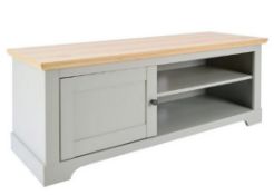(41/Mez) RRP £145. Divine TV Unit Grey and Oak. Two Tone Design. 2 Shelves and 1 Door For Storage...