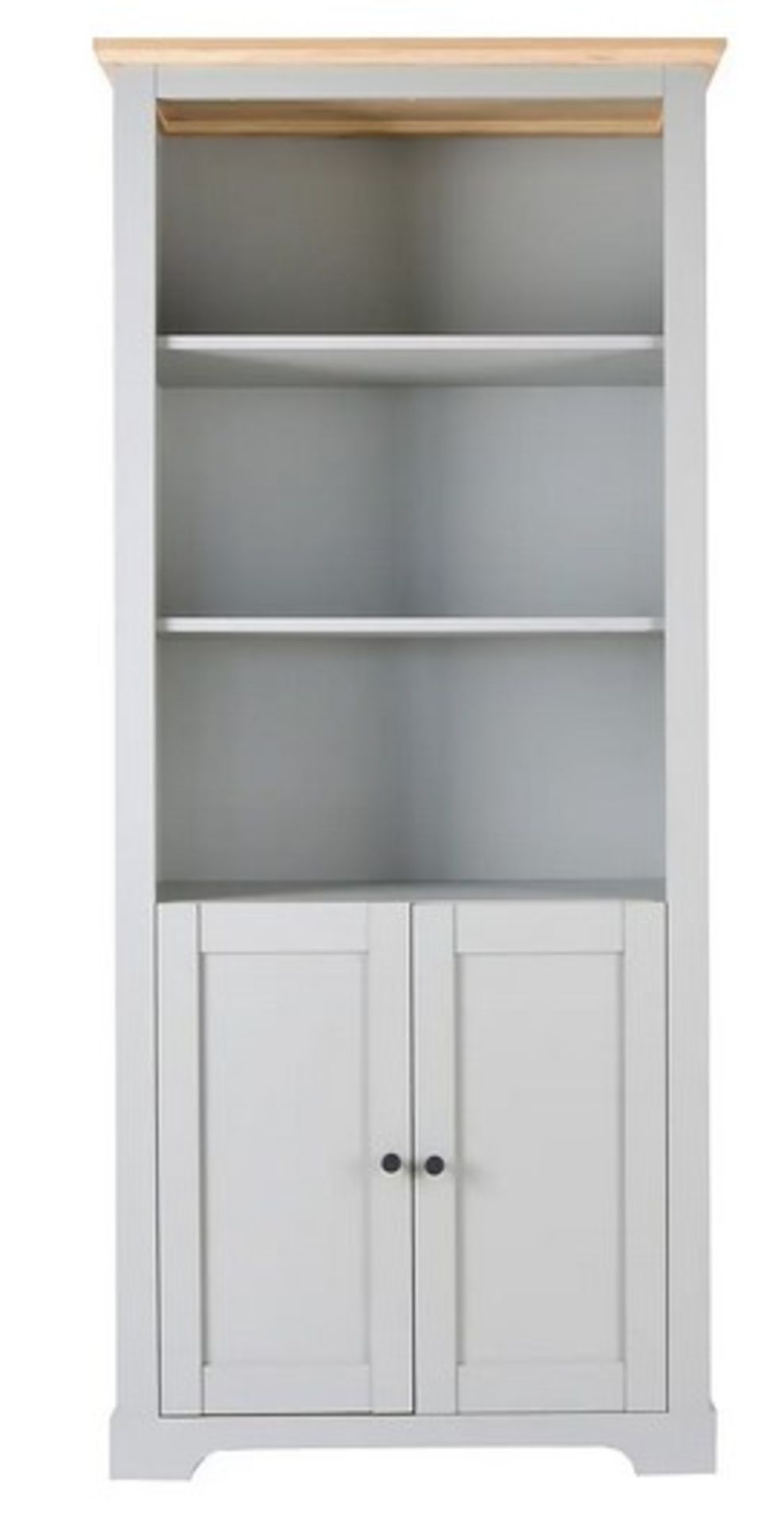 (20/Mez) RRP £175. Divine Bookcase Grey and Oak. Two Tone Style. 3 Tiers of Shelves. (H180xW79xD3...