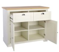 (122/Mez) RRP £200. Diva Compact Sideboard Ivory. Ivory Finish With Oak Effect Top. Two Drawers A...