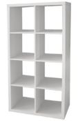 (90/Mez) Living Elements Clever Cube 2x4 Cube Storage Unit White Matt Finish. 8 Separate Compartm...