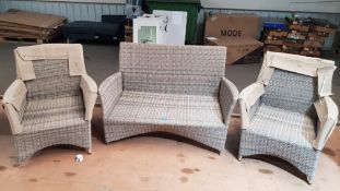 (171/Mez) Hartington Florence Collection Rattan Set -3x Items. 1X 2 Seater Sofa & 2x Arm Chair. A...