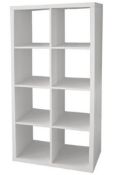 (98/Mez) Living Elements Clever Cube 2x4 Cube Storage Unit White Matt Finish. 8 Separate Compartm...