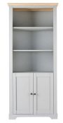 (13/Mez) RRP £175. Divine Bookcase Grey and Oak. Two Tone Style. 3 Tiers of Shelves. (H180xW79xD3...