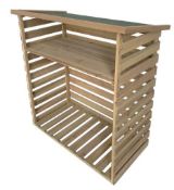 (126/Mez) RRP £95. Wooden Log Store 1.23x 1.16M. Slatted Design To Ensure Logs Are Aired. Raised...