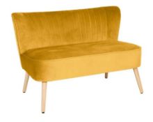 (140/Mez) RRP £145. Cocktail Sofa Ochre. Velvet Fabric, Rubberwood Legs. (H72x W110x D70cm)