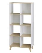 (103/Mez) Living Elements Clever Cube 2x4 Tall Cube Storage Unit With Wooden Legs White & Oak Fin...