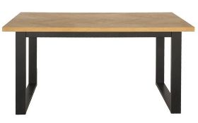 (141/Mez) RRP £250. Skelby Herringbone Oak Dining Table. Seats Up To 6 People. Classic Herringbon...