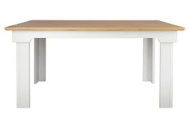 (73/Mez) RRP £190. Diva Dining Table Ivory and Oak. Detailed Frame. Two Tone Finish. (L150xW90xH7...