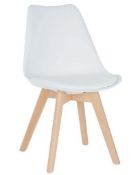 (145/Mez) 2x Chloe Chair White. Moudled Seat With Cushion Pad. Solid Beach Wood Frame. (H83x W56x...