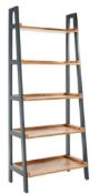 (114/Mez) RRP £245. Franklin Ladder Shelf. Antique Pine Effect With Grey Painted Pine. (H190xW80x...