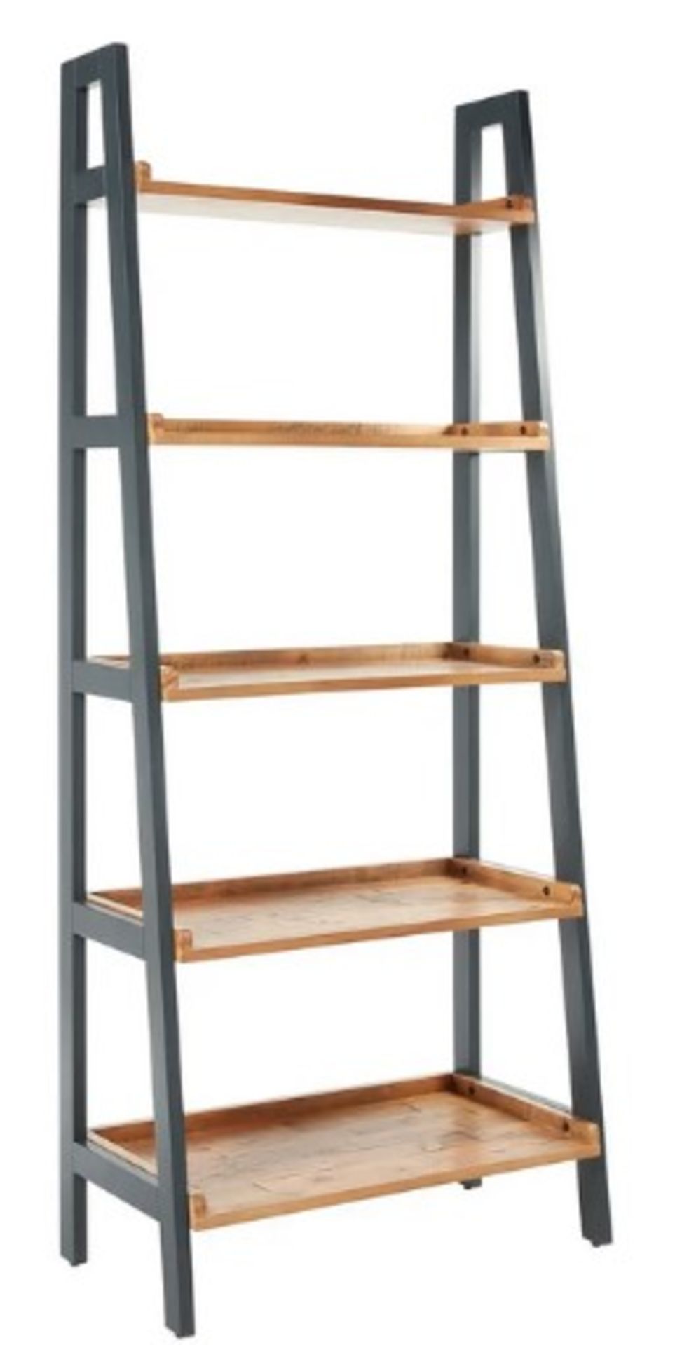 (114/Mez) RRP £245. Franklin Ladder Shelf. Antique Pine Effect With Grey Painted Pine. (H190xW80x...
