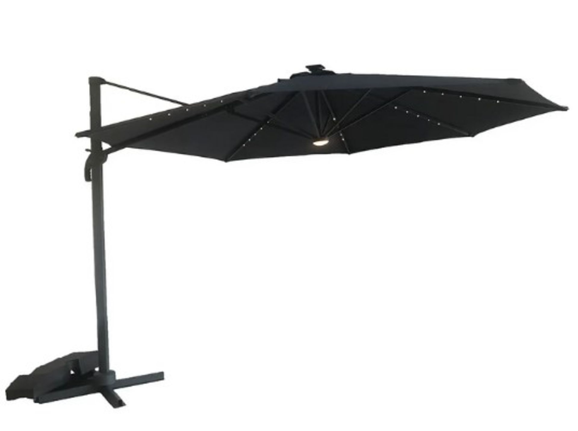 (107/Mez) RRP £270. 3.5 Metre Overhanging Parasol With Lights. Powder Coated Aluminium And Steel... - Image 2 of 3