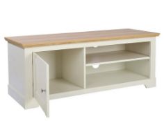 (123/Mez) RRP £145. Diva TV Unit Ivory and Oak. Two Tone Design. 2 Shelves and 1 Door For Storage...