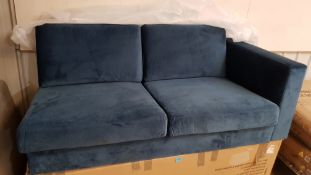 (181/Mez) Donna Deco Left Hand Corner Sofa Blue - 2 Seater Sofa Section Only. (Unit Appears As N...