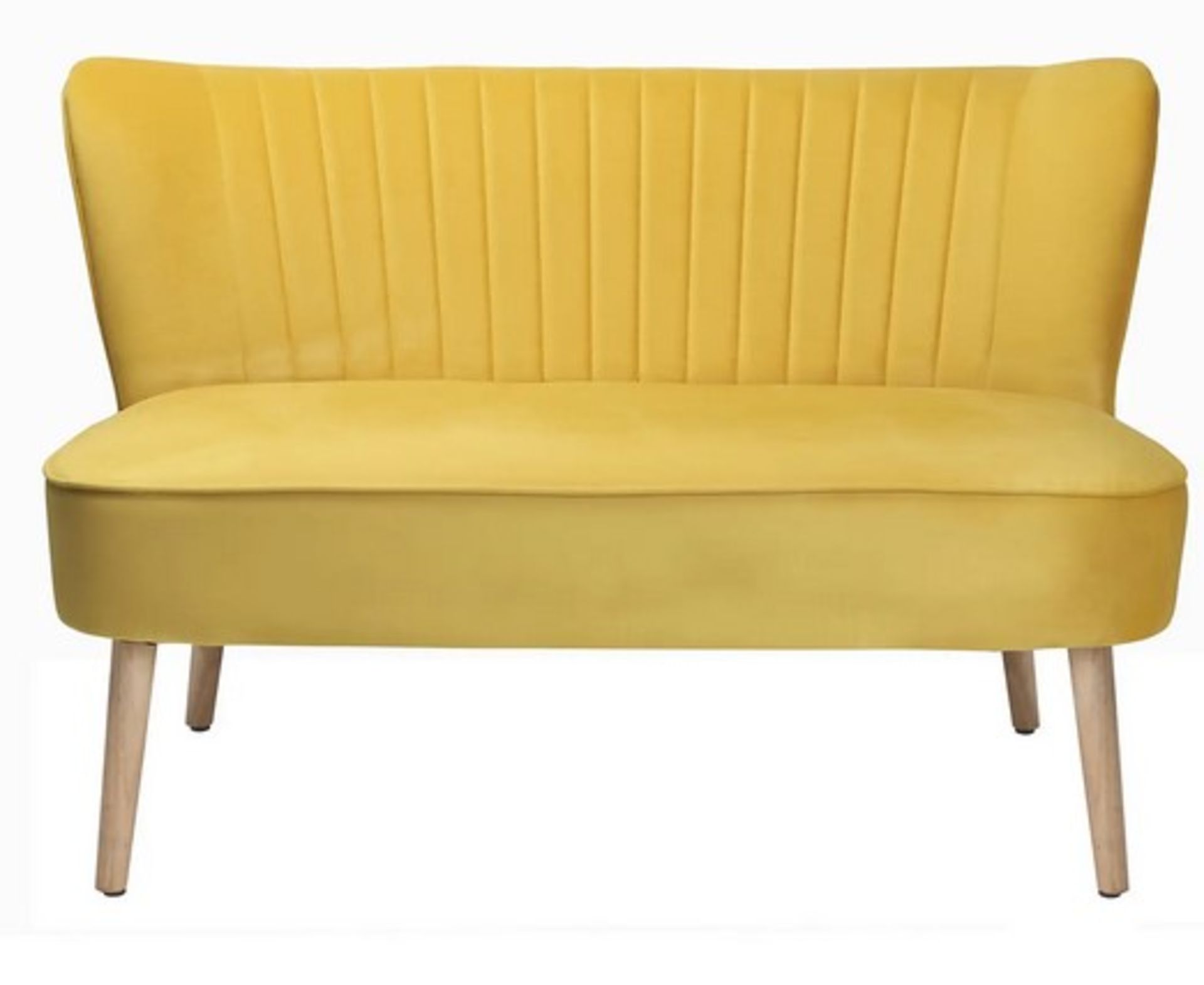 (143/Mez) RRP £145. Cocktail Sofa Ochre. Velvet Fabric, Rubberwood Legs. (H72x W110x D70cm) - Image 2 of 5