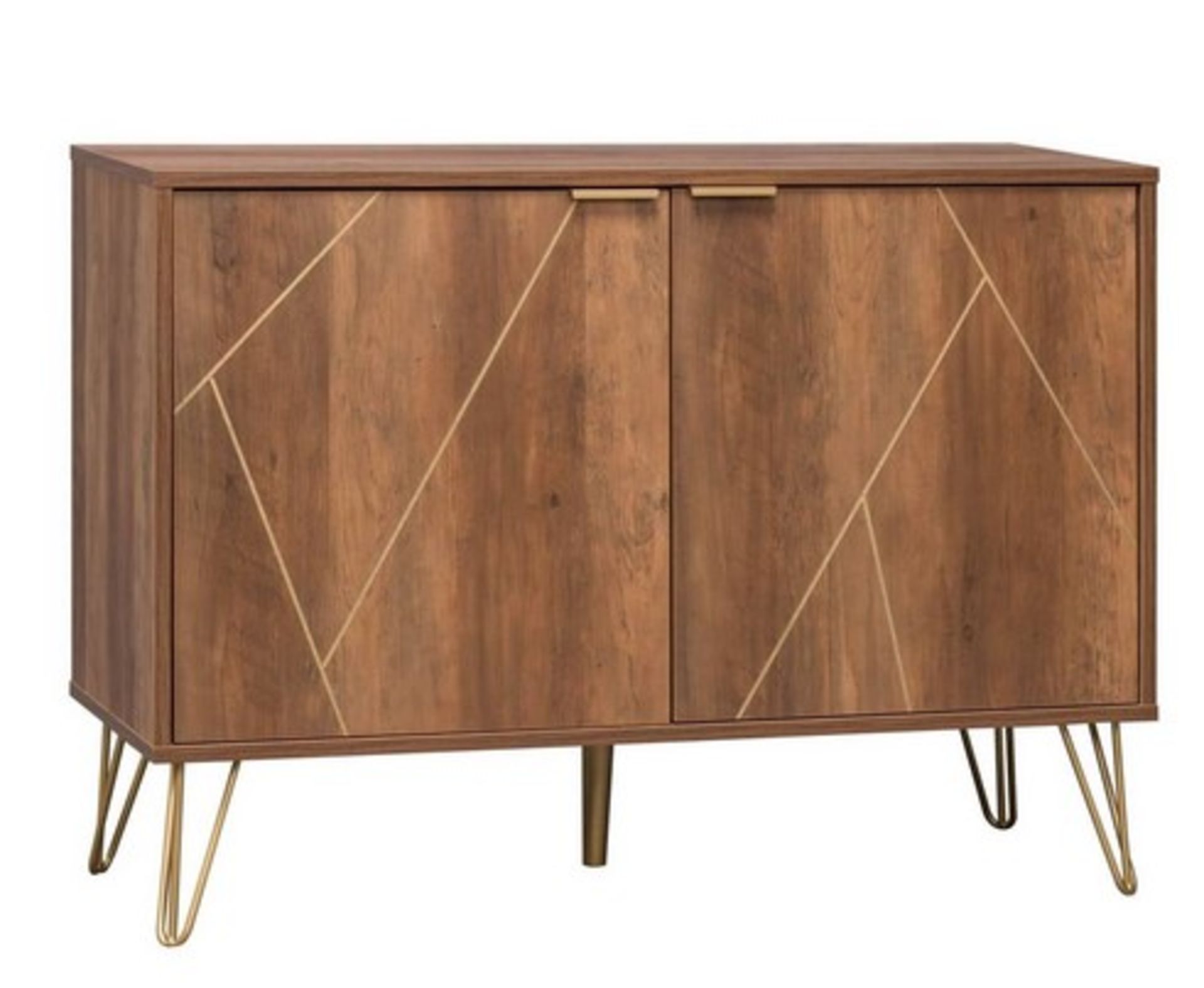 (42/Mez) RRP £85. Moscow Dark Wood Sideboard With Gold Colouring Detailing. Retro Style. 2 Doors... - Image 4 of 5