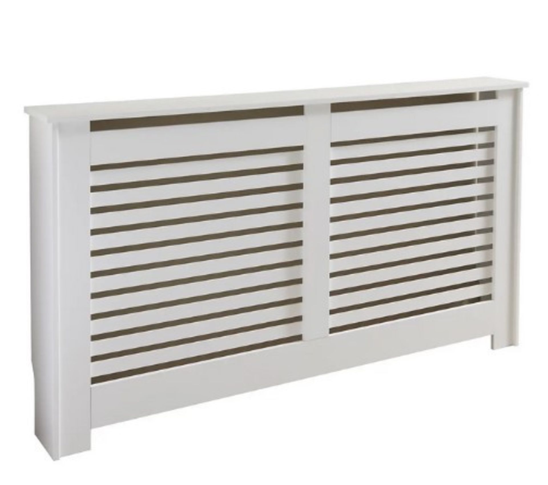 (1/Mez) RRP £100. Lloyd Pascal White Contemporary Large Radiator Cabinet. (81.5Hx150Wx19Dcm)