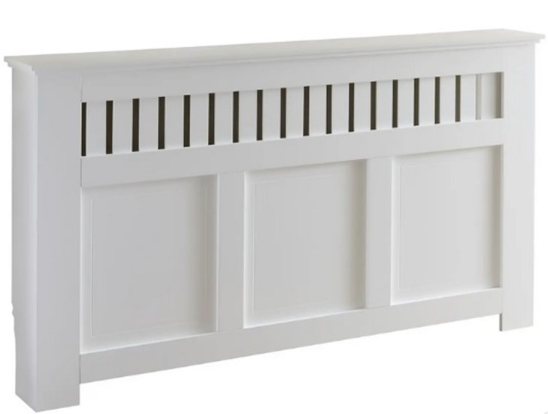 (2/Mez) RRP £100. Lloyd Pascal White Country Style Large Radiator Cabinet. (H81.5xW150xD19cm) - Image 2 of 5