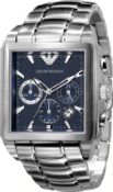 Emporio Armani AR0660 Men's Square Dial Silver Stainless Steel Bracelet Chronograph Watch