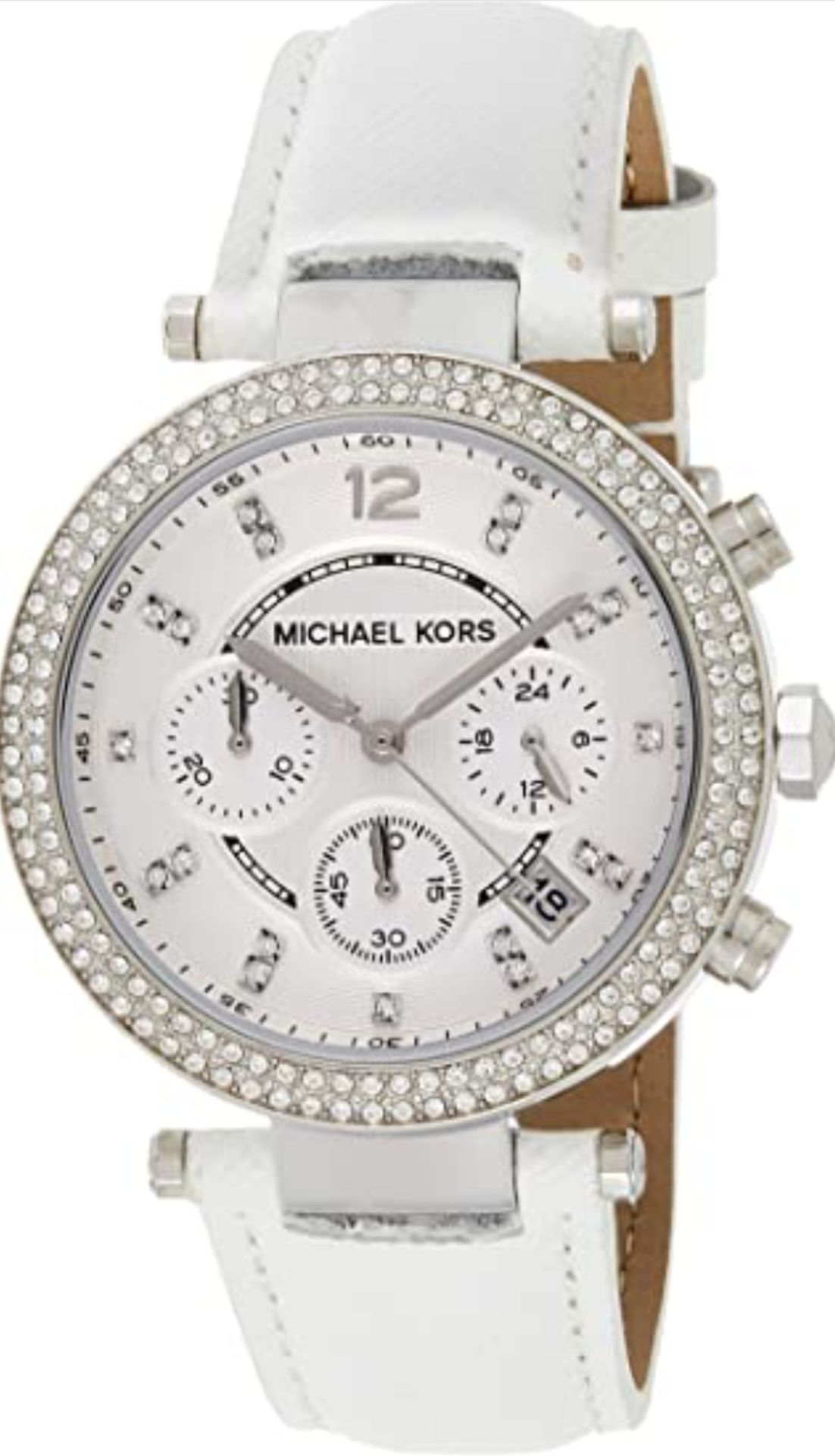 Michael Kors MK2277 Ladies Parker White Leather Strap quartz Chronograph Designer Watch