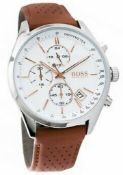 Hugo Boss 1513475 Men's Grand Prix Brown Leather Strap Chronograph Watch