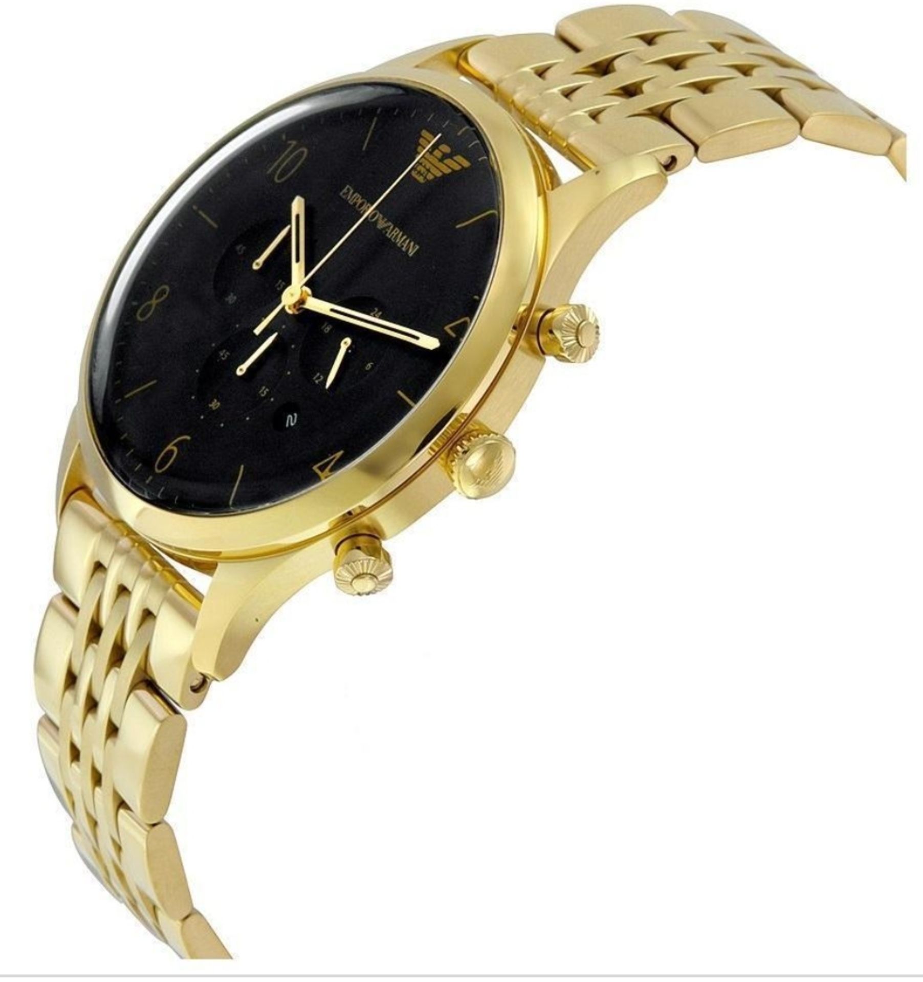 Emporio Armani AR1893 Men's Black Dial Gold Tone Bracelet Quartz Chronograph Watch - Image 6 of 10