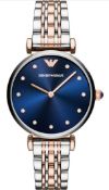 Emporio Armani AR11092 Ladies T-Bar Rose Gold & Silver Bracelet Quartz Designer Watch