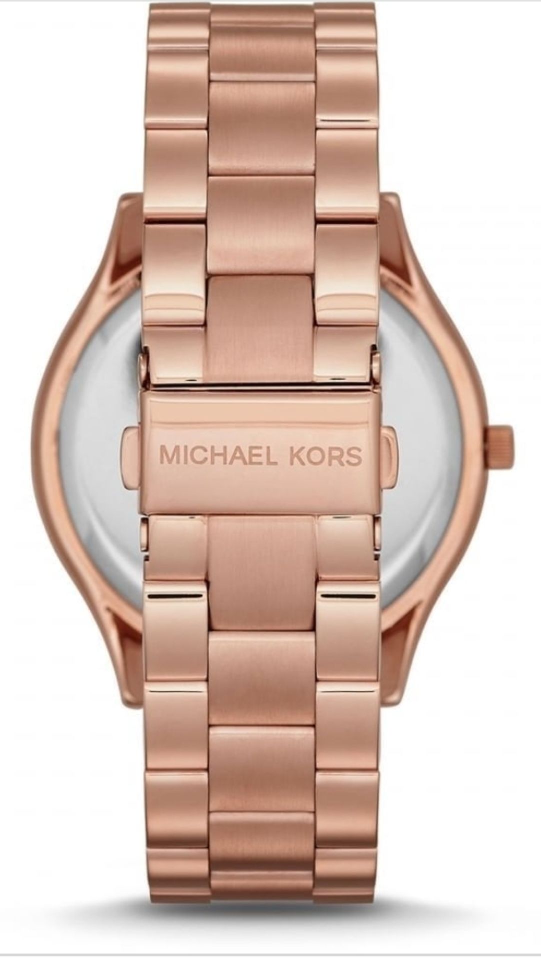 Michael Kors Ladies Glitz Slim Rose Gold Tone Runway Watch MK3197 - Image 8 of 9