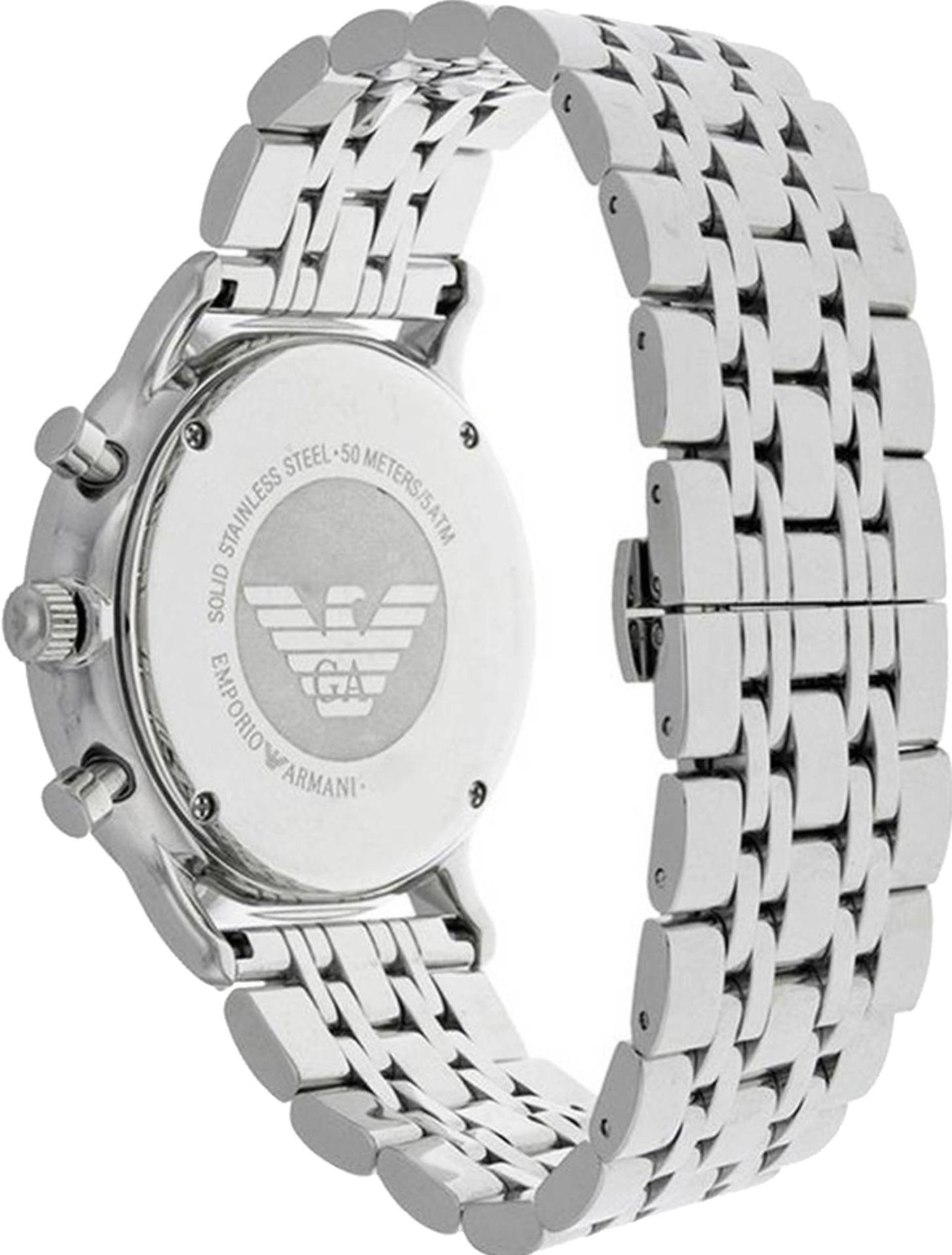 Emporio Armani AR0389 Men's Gianni Black Dial Silver Bracelet Chronograph Watch - Image 6 of 8