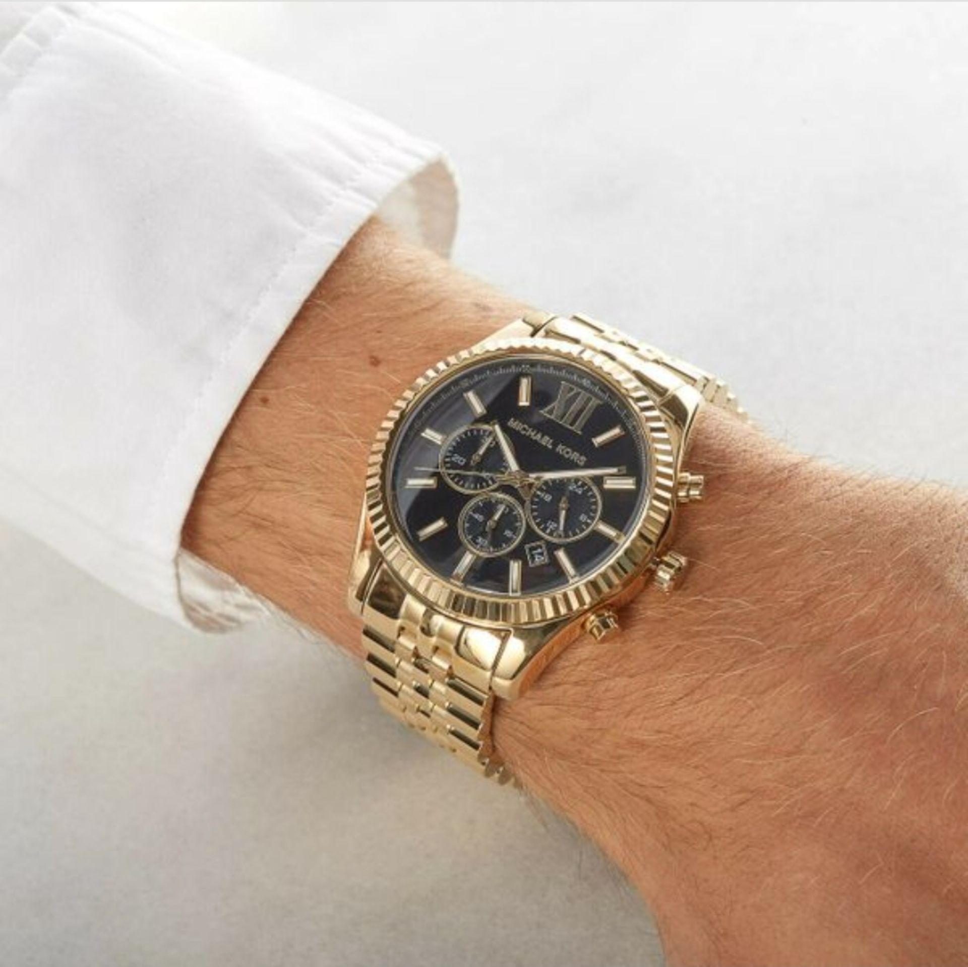 Men's Michael Kors Lexington Gold Bracelet Chronograph Watch Mk8286 - Image 10 of 11