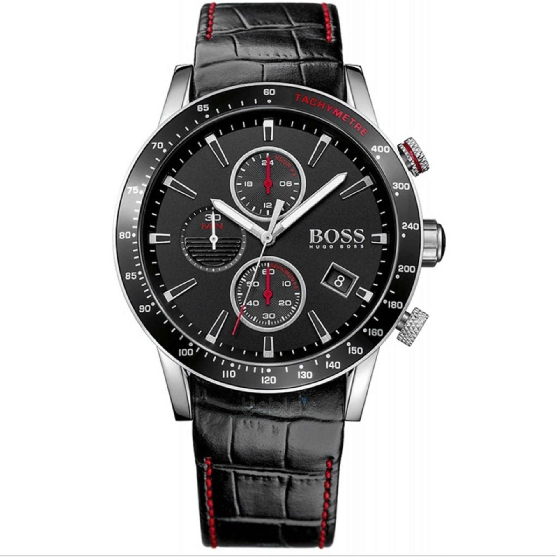 Hugo Boss 1513390 Men's Rafale Black Leather Strap Chronograph Watch - Image 3 of 11