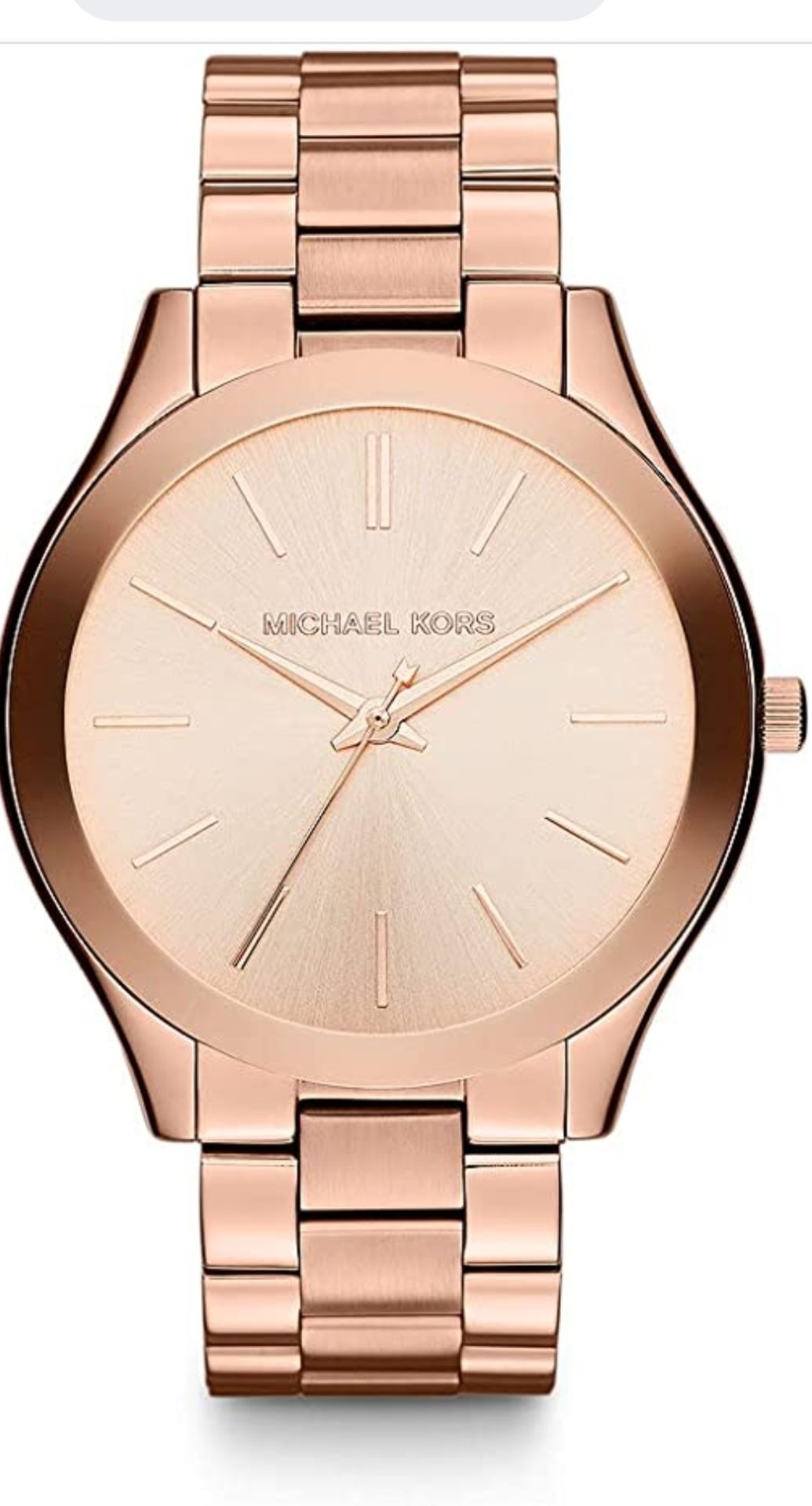 Michael Kors Ladies Glitz Slim Rose Gold Tone Runway Watch MK3197