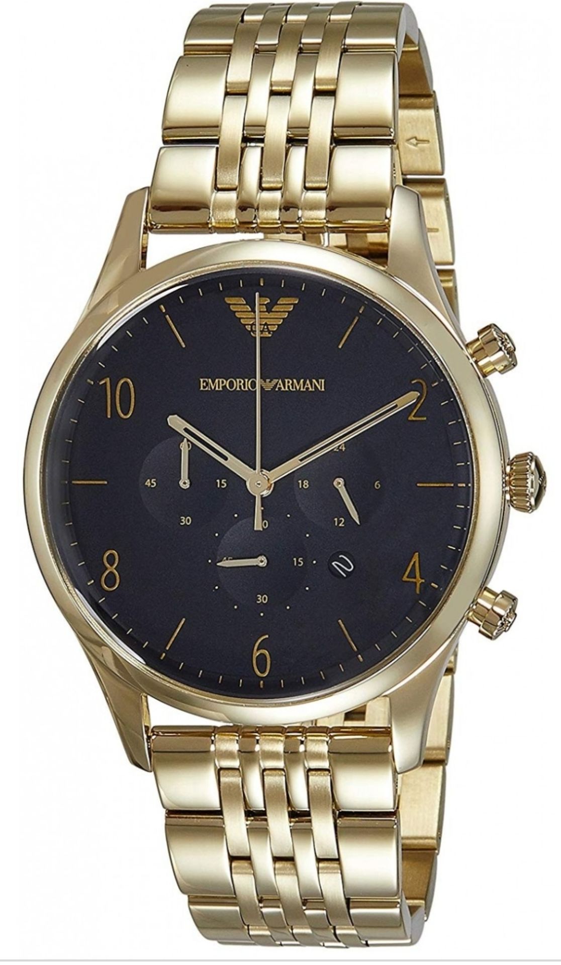 Emporio Armani AR1893 Men's Black Dial Gold Tone Bracelet Quartz Chronograph Watch - Image 5 of 10