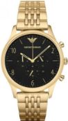 Emporio Armani AR1893 Men's Black Dial Gold Tone Bracelet Quartz Chronograph Watch