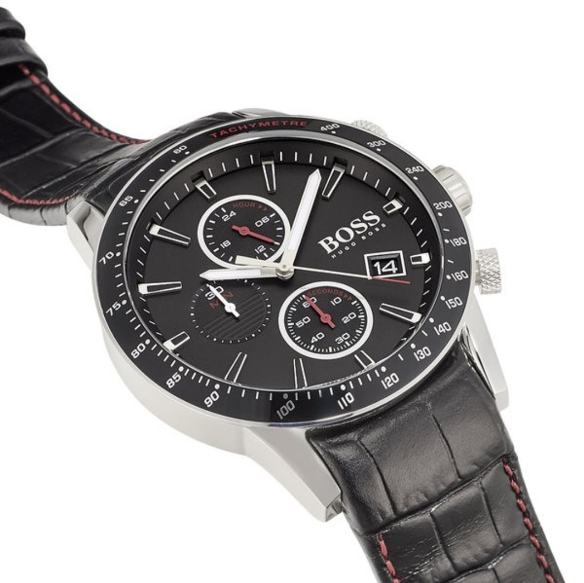 Hugo Boss 1513390 Men's Rafale Black Leather Strap Chronograph Watch - Image 6 of 11