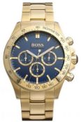 Hugo Boss Men's Ikon Blue Dial Gold Bracelet Chronograph Watch 1513340
