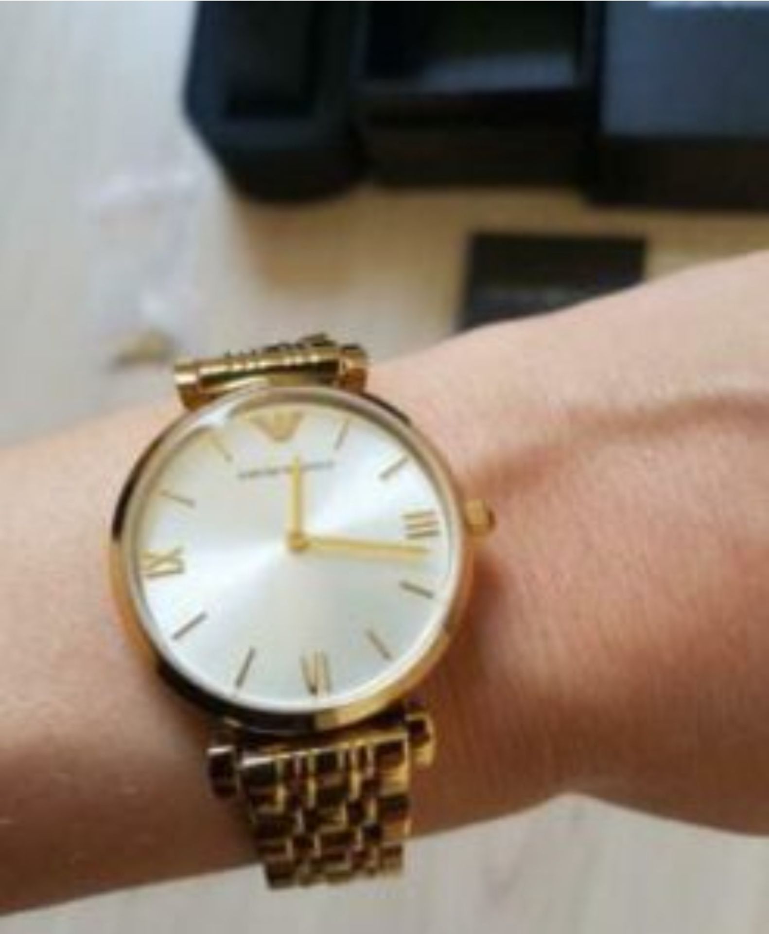 Emporio Armani AR1877 Ladies Gianni T-Bar Gold Tone Bracelet Designer Quartz Watch - Image 3 of 9