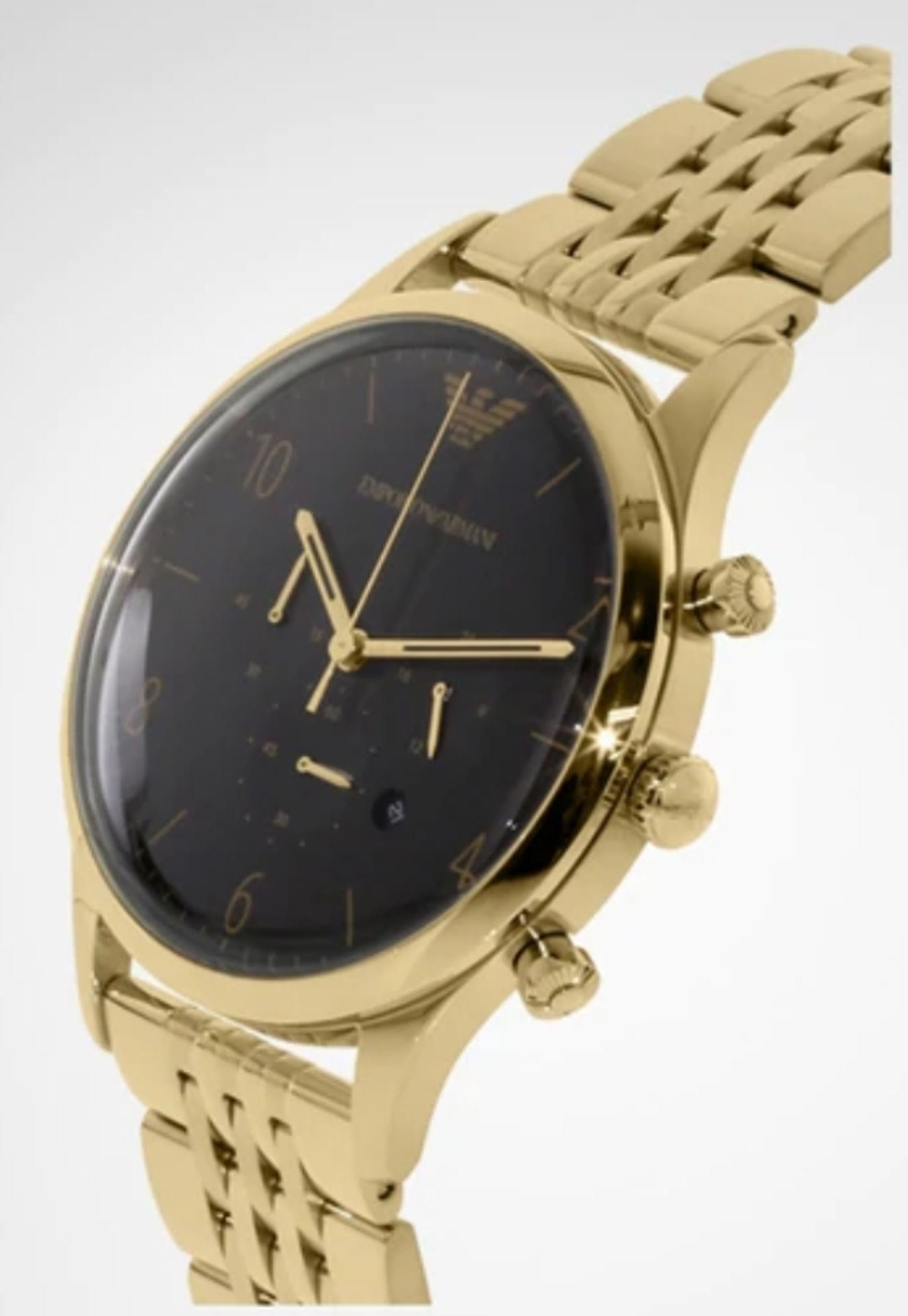 Emporio Armani AR1893 Men's Black Dial Gold Tone Bracelet Quartz Chronograph Watch - Image 4 of 10