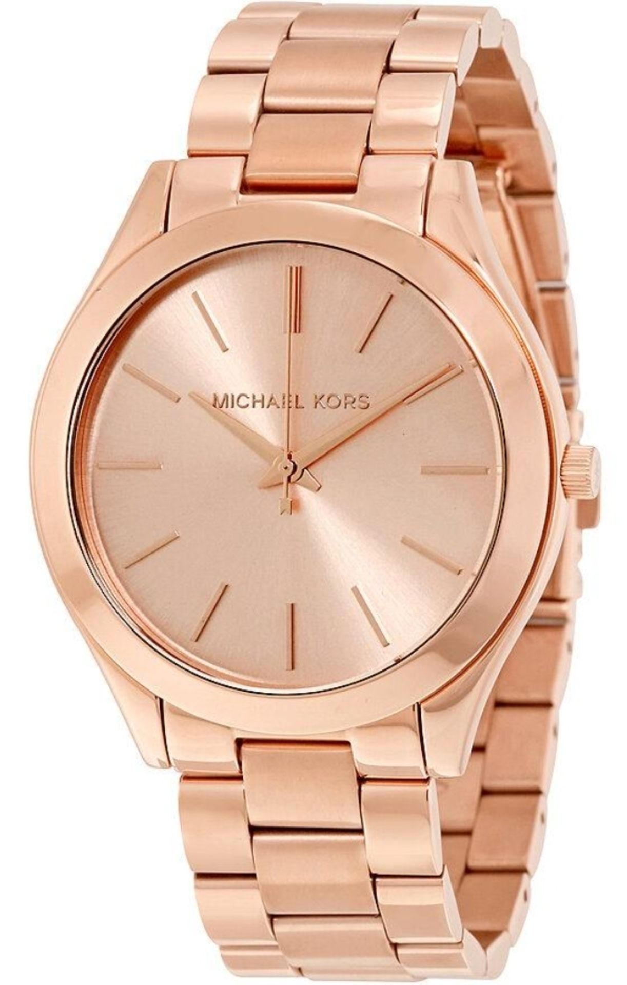 Michael Kors Ladies Glitz Slim Rose Gold Tone Runway Watch MK3197 - Image 2 of 9