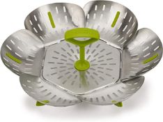 Joseph Joseph Bloom Stainless Steel Folding Steamer Basket, Silver. RRP £18.00 - GRADE U