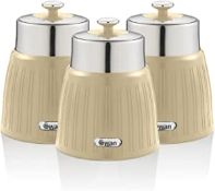 Swan Swka1024Cn Retro Set of 3 Canisters, Cream. RRP £29.99 - GRADE U