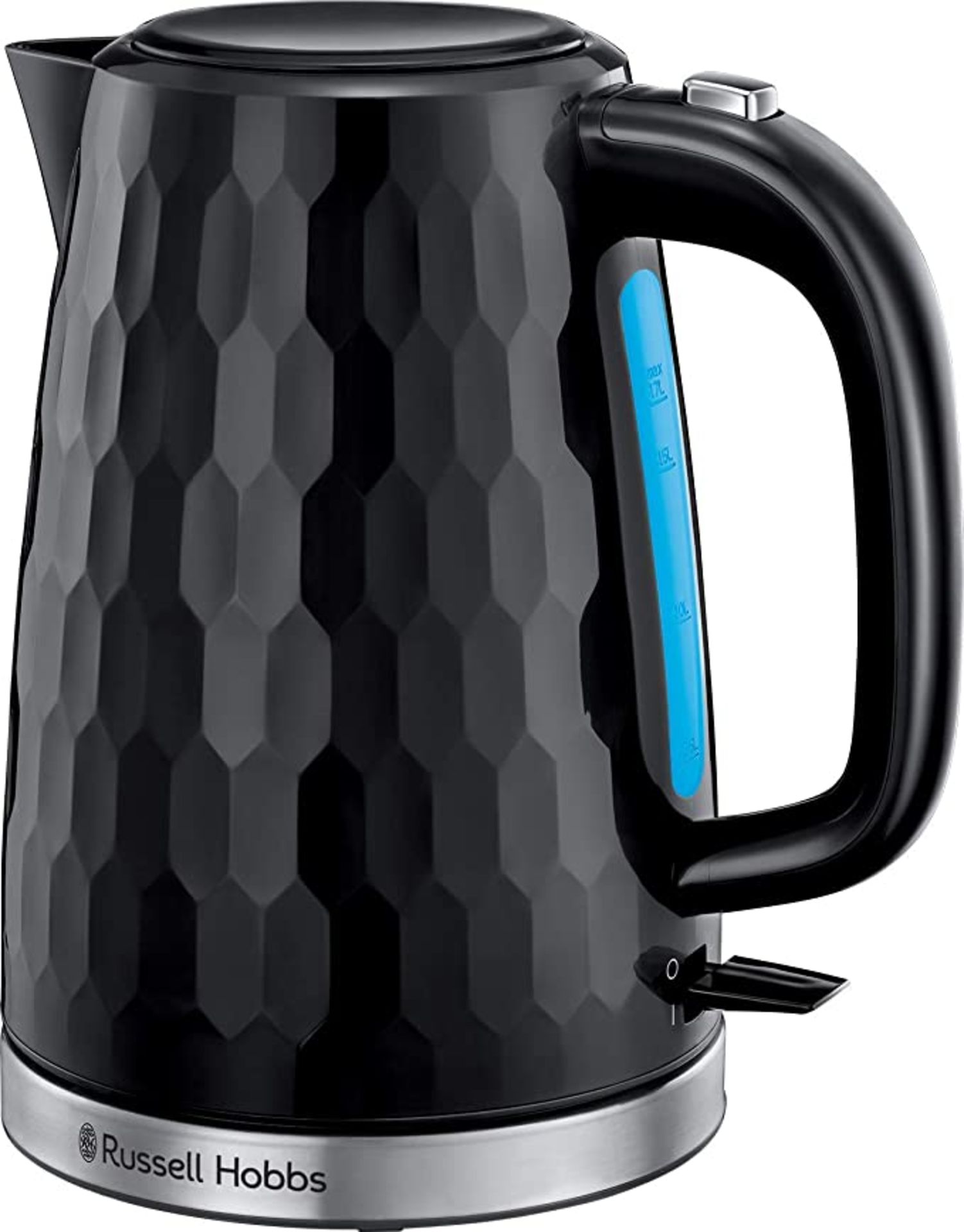 Russell Hobbs Honeycomb Black Plastic Kettle. RRP £30.00 - GRADE U