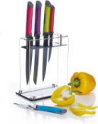 Colourworks Kitchen Knife Set with Knife Block. RRP £39.99 - GRADE U