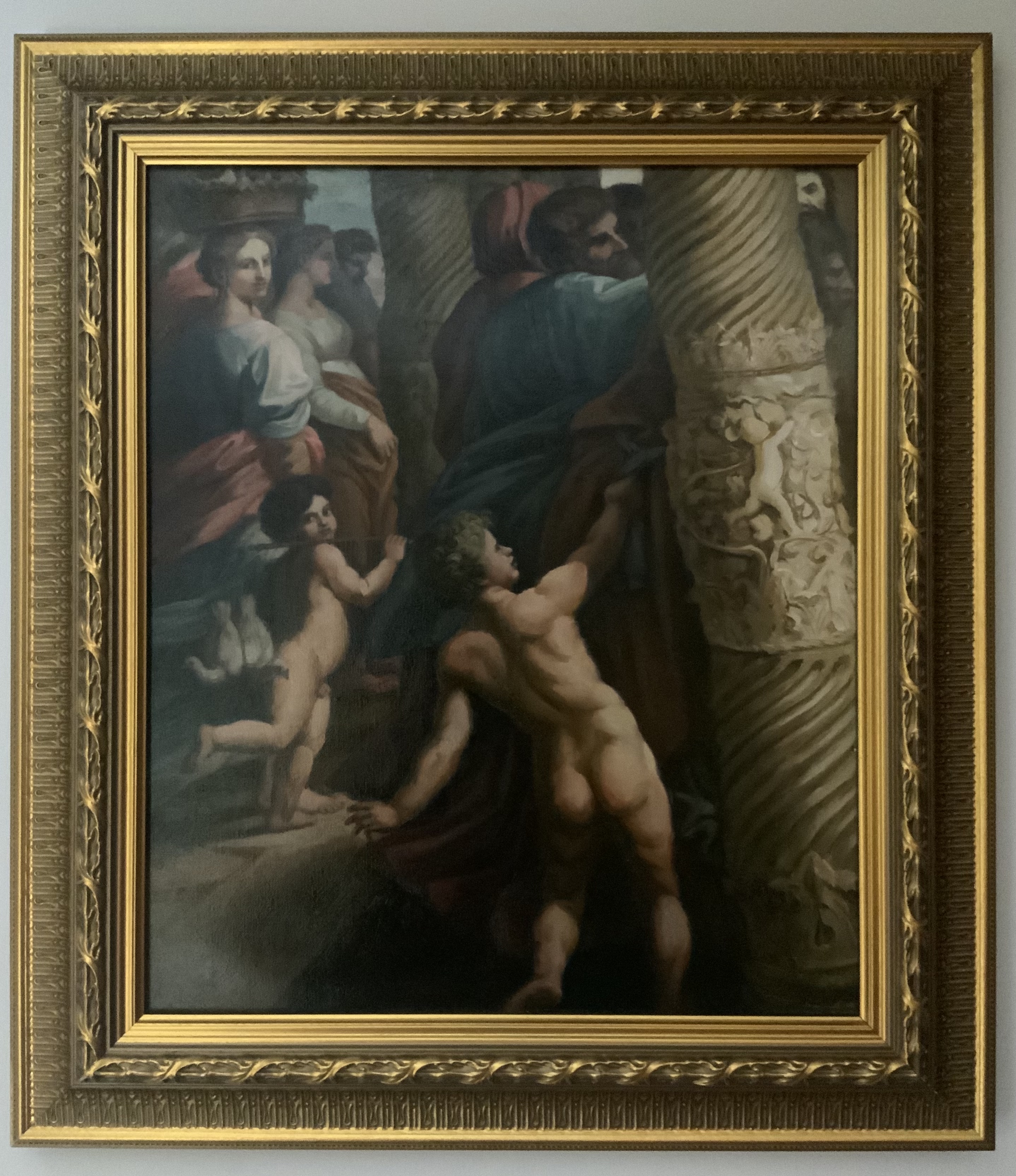 Attributed Biblical Painting Oil on Canvas Painting - Image 3 of 4