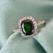 NEW!! 9K Yellow Gold Diopside and Natural Cambodian Zircon Ring