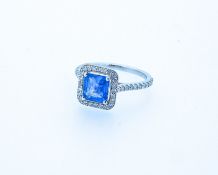GIA Certified 2.23ct Blue Colour Change VS Untreated Sapphire & Diamonds Ring