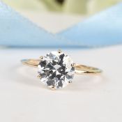 NEW!! J Francis 9K Yellow Gold Solitaire Ring Made with Swarovski Zirconia