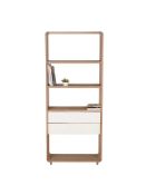 Grade D John Lewis & Partners Mira Wide 2 Drawer Bookcase in Oak and White - RRP: £699