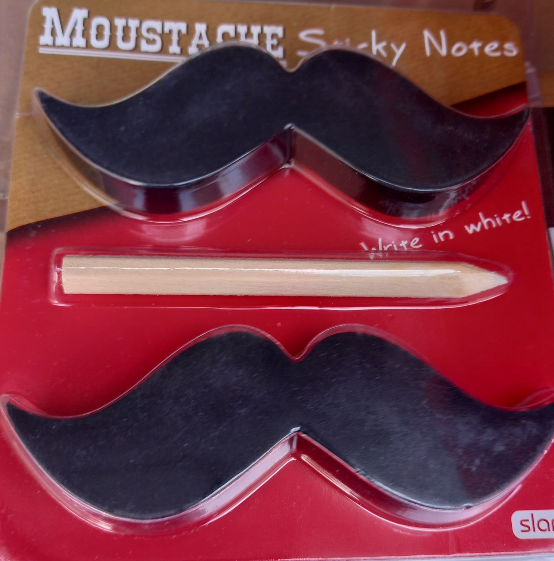 10 brand new moustache shape sticky notes and pencil